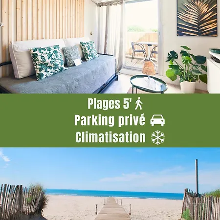 NEW - Studio cosy - Plages à 5min - Parking privé - WIFI - Commerces au pied du bâtiment La Grande-Motte Exterior foto